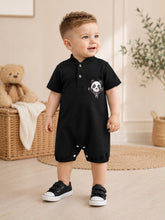 Panda Henley Romper – Black