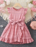 Ruffled Pink Bow Dress for Girls