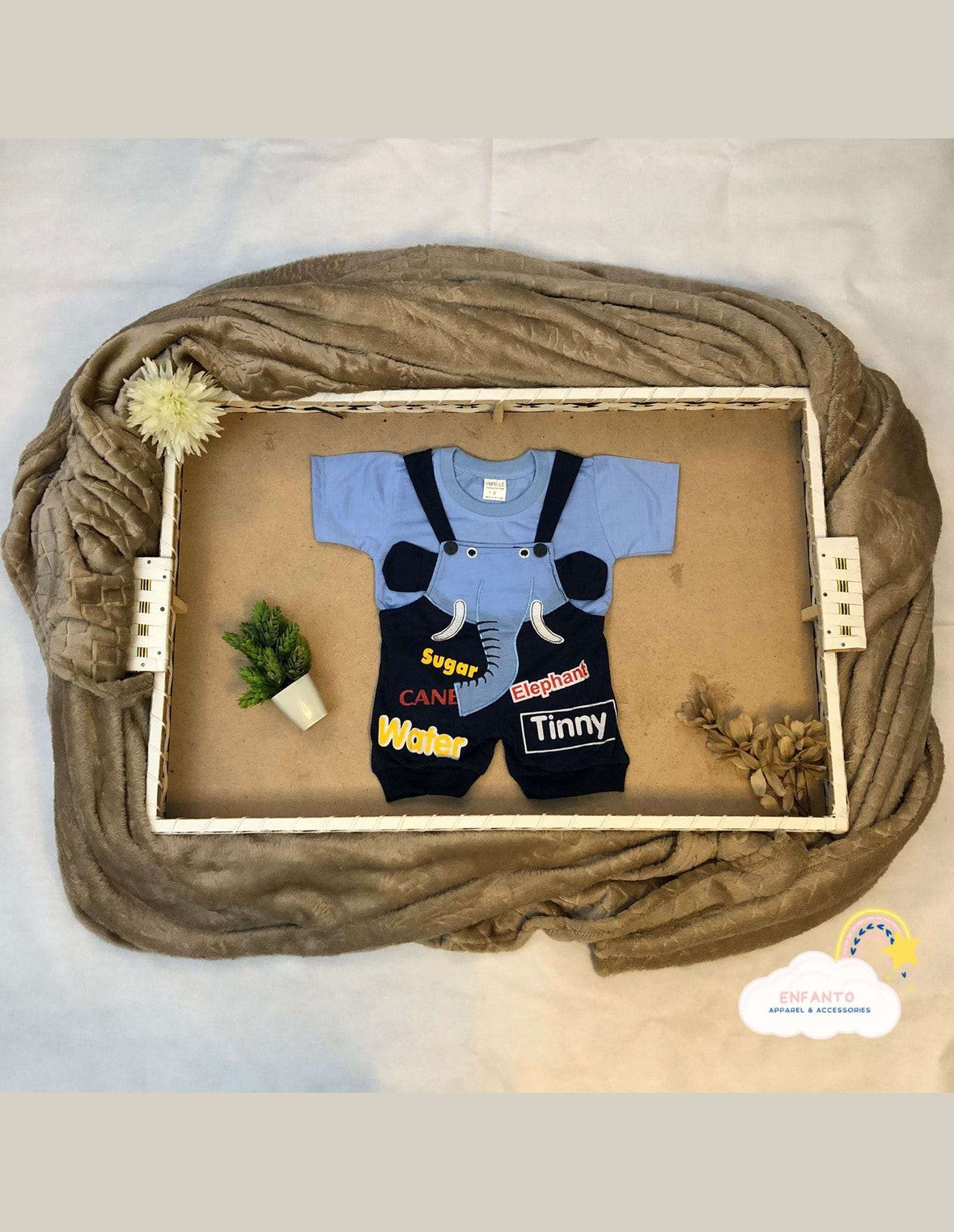 Sky Blue Elephatno Romper