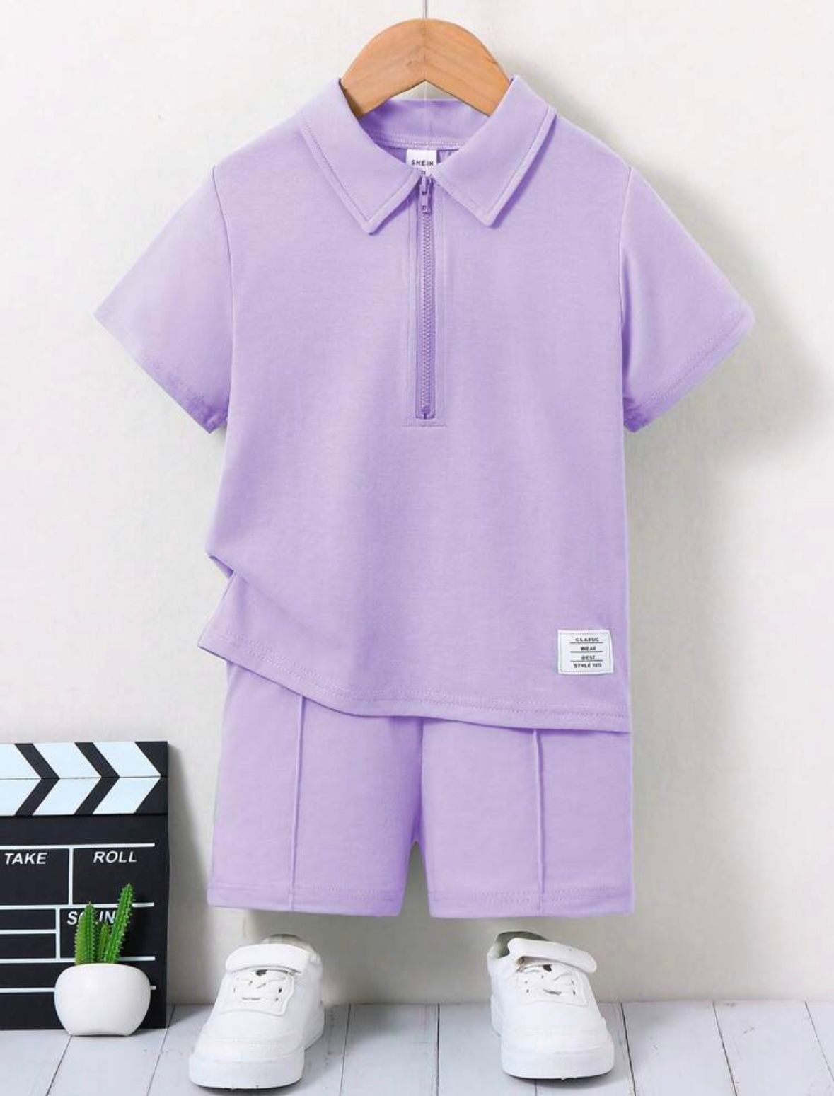 Lilac zipper polo set