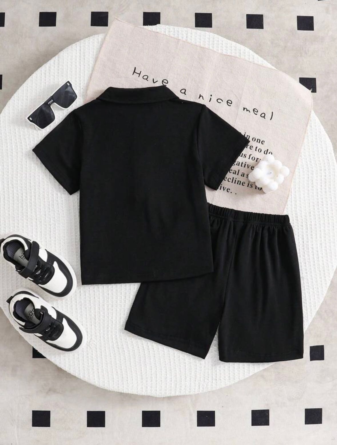Black Zipper Polo Set