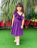 Purple Baby Girl Pleated Bow Dress