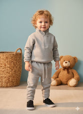 Cozy Grey Half-zip Fleece set