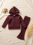 Burgundy Ribbed Cozy Zip Set