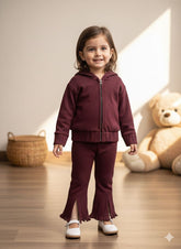 Burgundy Ribbed Cozy Zip Set