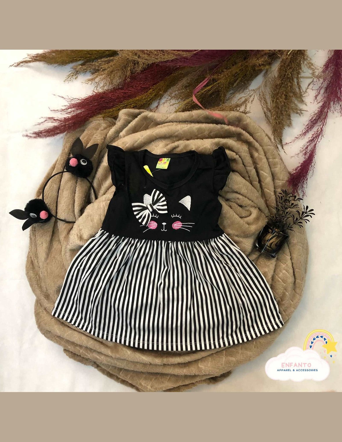 Black Caty Stripe Dress