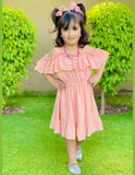 Tea Pink Baby Girl Pleated Flare Dress