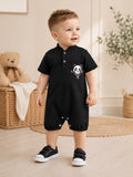 Panda Henley Romper – Black
