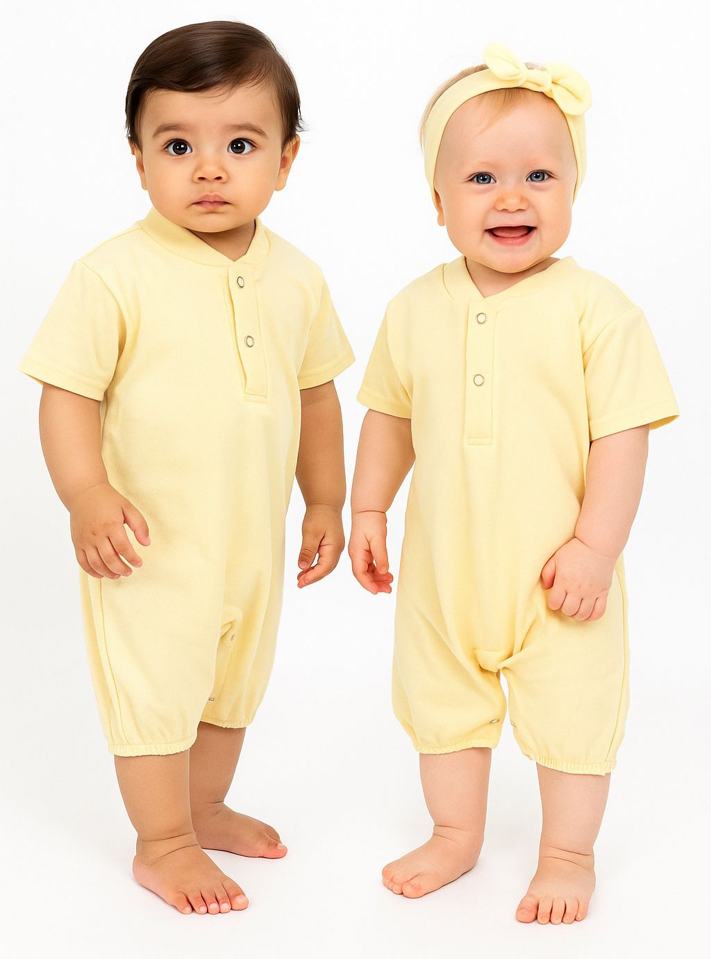 Peque Polo Romper butter yellow