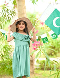 Green Baby Girl Side Pleated Dress
