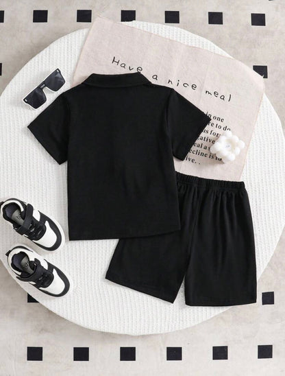 Black Zipper Polo Set