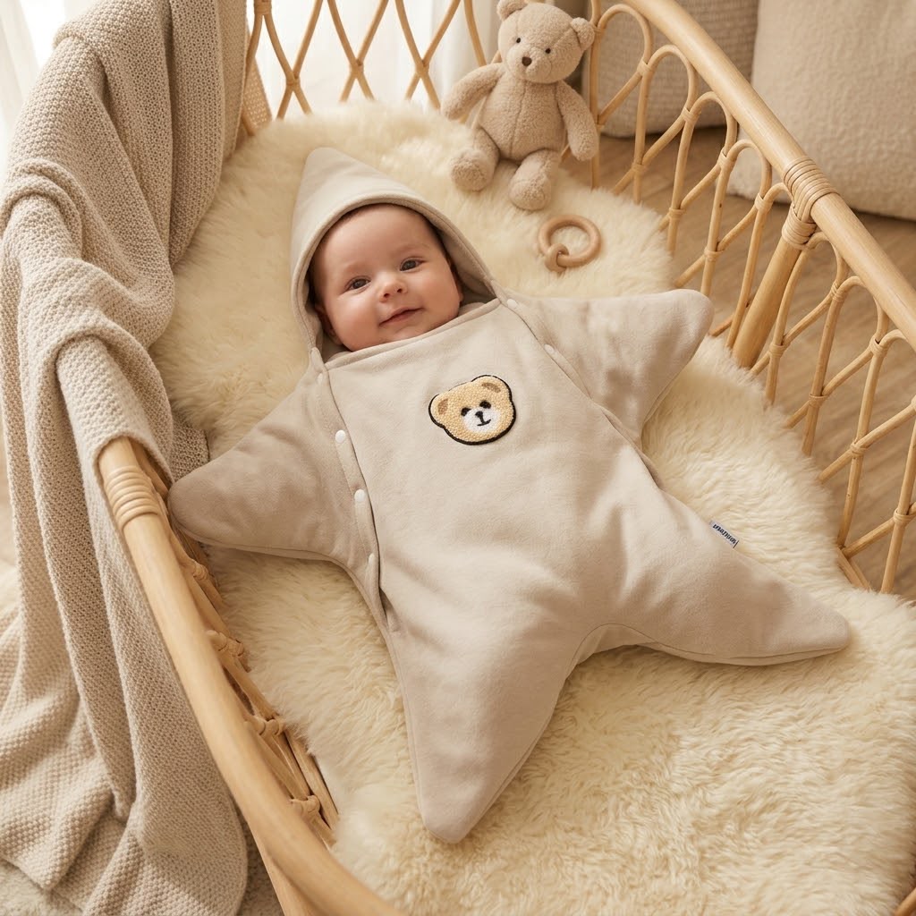 Unisex bear star romper