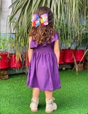 Purple Baby Girl Pleated  Bow Dress