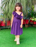 Purple Baby Girl Pleated  Bow Dress