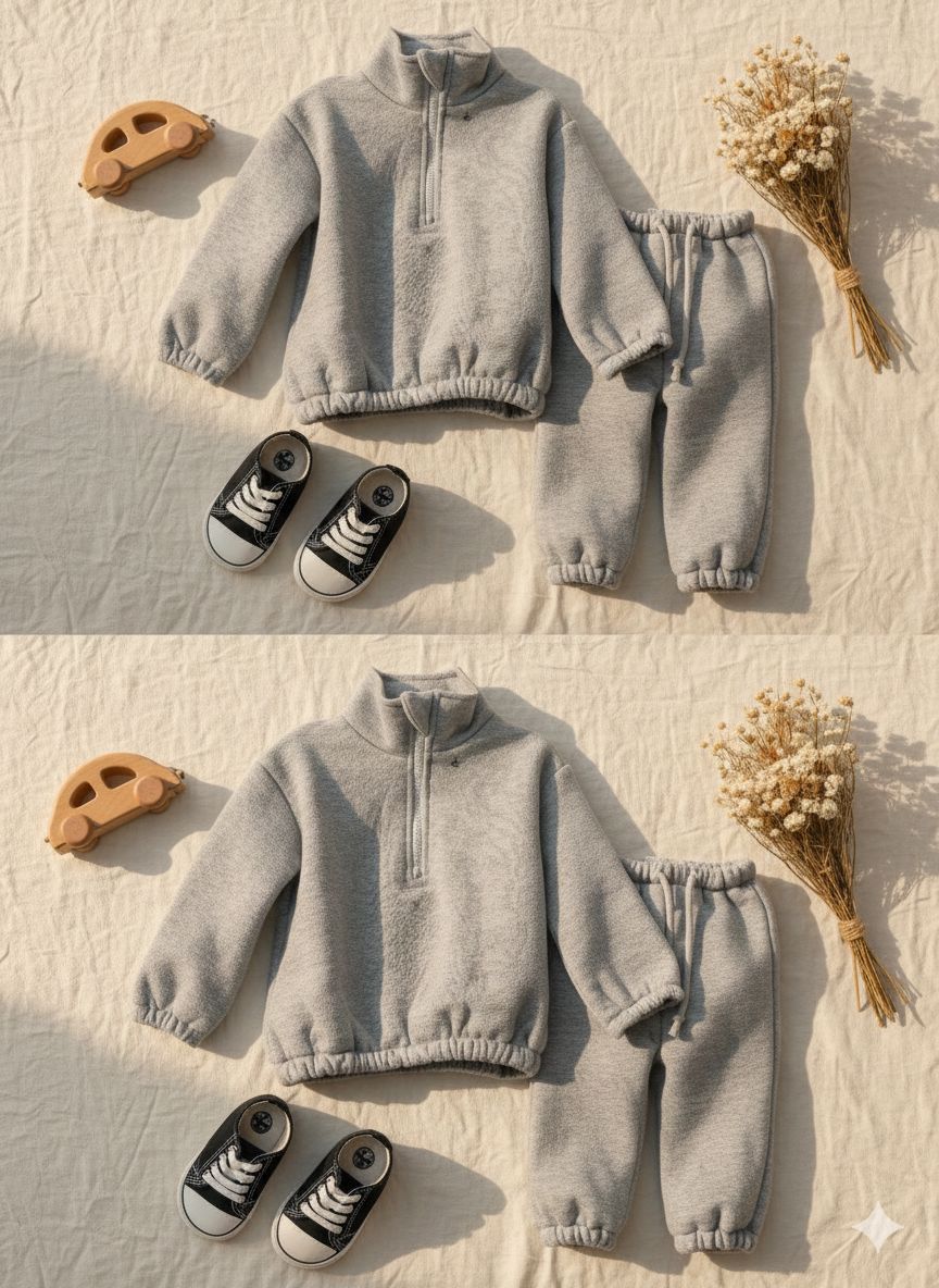 Cozy Grey Half-zip Fleece set