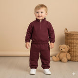 Maroon Half zipper mock neck