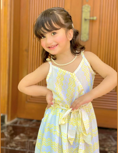 Premium Yellow White Stripe Cami Dress