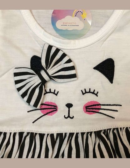 White Caty Stripe Dress