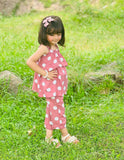 Premium Pink Polka Dot Two Piece Suit