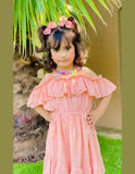 Tea Pink Baby Girl Pleated Flare Dress