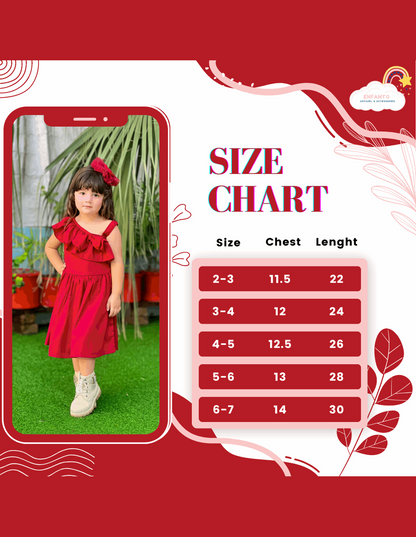 Red Baby Girl Pleated  Bow Dress